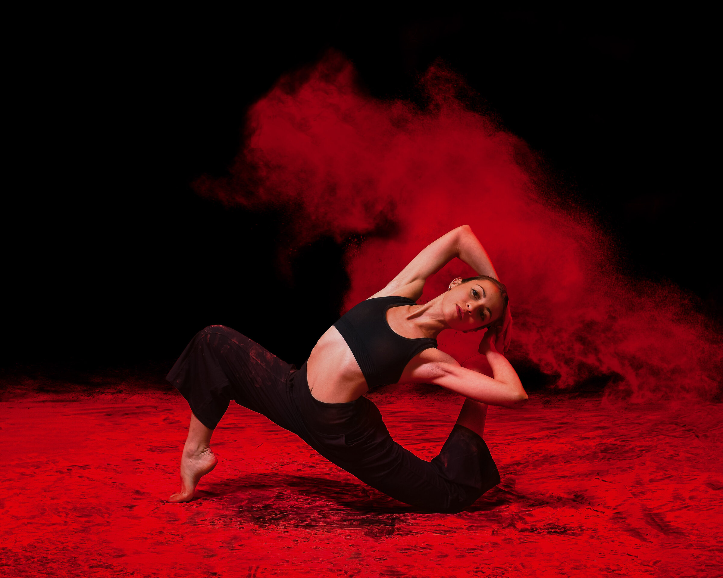 Maya floor work with red powder
